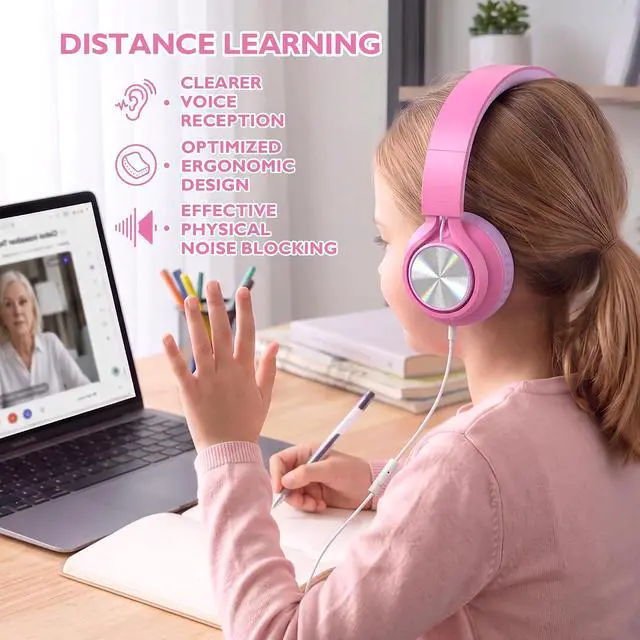 Alt view image 6 of 7 - Classroom Headphones Bulk 10 Pack with Microphone, Multicolor On-Ear Wired Kids Headphones for School with 3.5mm Jack for Library Online Learning,Chromebook, Tablet, Tangle-free Cord