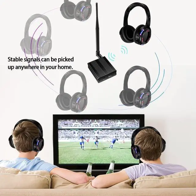 Alt view image 4 of 7 - 10pcs Bundle Wireless Silent Disco LED Flashing Light Headphones with 1 Transmitter 500m Distance
