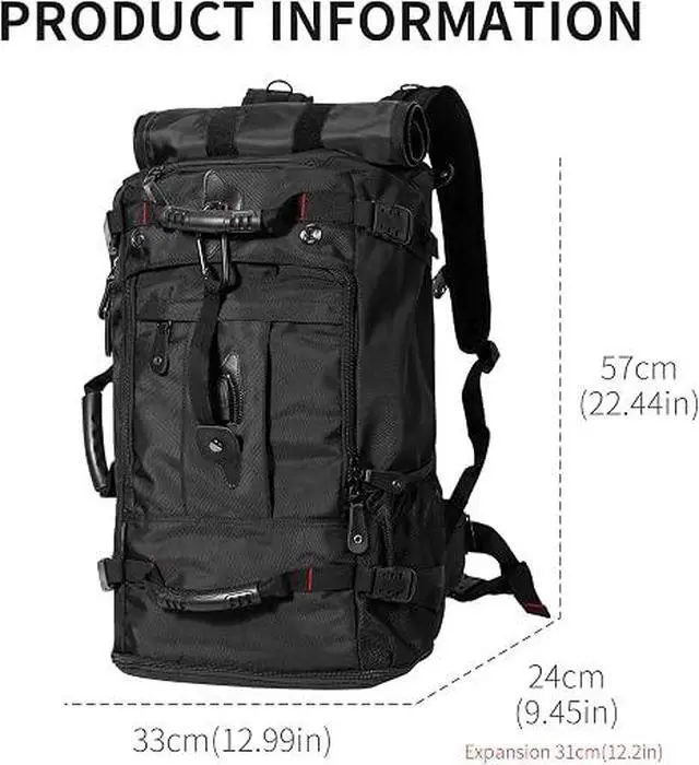 Alt view image 4 of 7 - Large Capacity For Travel Hiking Sports Carry On Backpack Durable Convertible Duffle Bag Laptop airplane (black, 60L-Large)