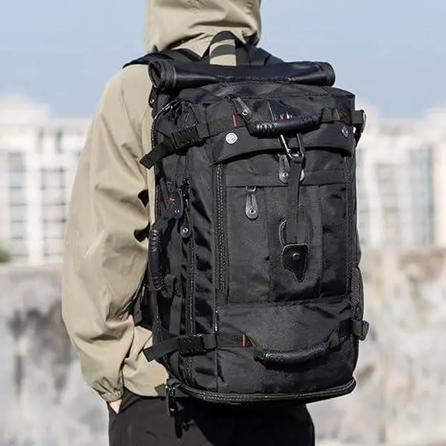 Alt view image 3 of 7 - Large Capacity For Travel Hiking Sports Carry On Backpack Durable Convertible Duffle Bag Laptop airplane (black, 60L-Large)