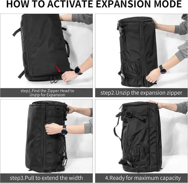 Alt view image 6 of 7 - Large Capacity For Travel Hiking Sports Carry On Backpack Durable Convertible Duffle Bag Laptop airplane (black, 60L-Large)