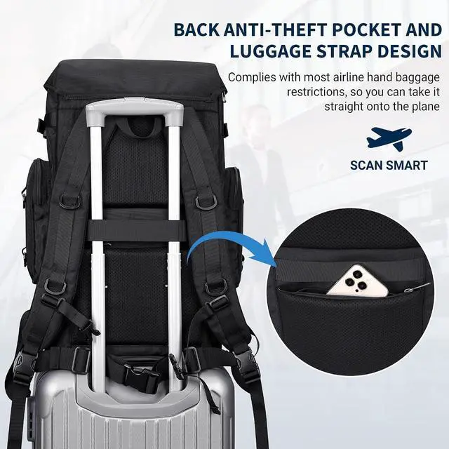 Alt view image 7 of 7 - Travel Backpack for Men Women Carry-on Convertible Duffel Backpack | Carry on Airline Approved, With Shoe Compartment, Nylon Travel Bag, For Business Trips, Getaways, B691 Classic Black