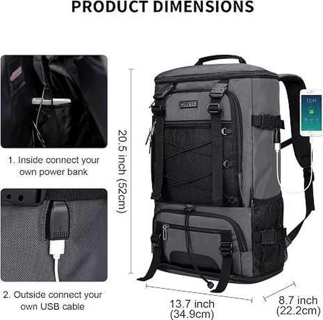 Alt view image 3 of 7 - Travel Backpack for Men Convertible Large Carry on Bag | Large Nylon Laptop Backpack Fits 17 Inch, Airline Approved, Shoe Compartment, For Weekend Trips, Daily, B689 Silvery Grey
