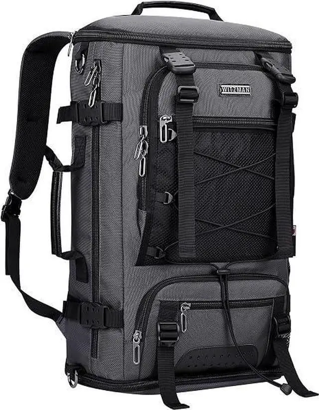 Main image of Travel Backpack for Men Convertible Large Carry on Bag | Large Nylon Laptop Backpack Fits 17 Inch, Airline Approved, Shoe Compartment, For Weekend Trips, Daily, B689 Silvery Grey