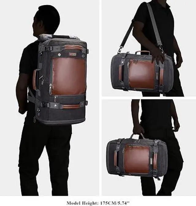 Alt view image 3 of 7 - Travel Backpack for Men Large Convertible Duffel Bag Fits 16 Inch | Carry on Luggage Backpack, Large Canvas 3 in 1 Rucksack, With Shoe Compartment, For Weekend Trips, A2021 Big Size Black