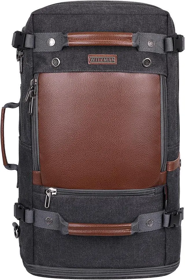 Alt view image 2 of 7 - Travel Backpack for Men Large Convertible Duffel Bag Fits 16 Inch | Carry on Luggage Backpack, Large Canvas 3 in 1 Rucksack, With Shoe Compartment, For Weekend Trips, A2021 Big Size Black