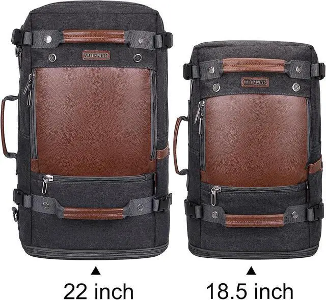 Alt view image 4 of 7 - Travel Backpack for Men Large Convertible Duffel Bag Fits 16 Inch | Carry on Luggage Backpack, Large Canvas 3 in 1 Rucksack, With Shoe Compartment, For Weekend Trips, A2021 Big Size Black