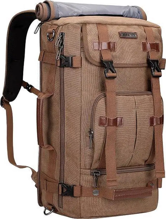 Main image of Canvas Travel Backpack for Men Vintage Laptop Backpack | Convertible 3 in 1 Bag, Carry on Luggage Backpack, Airline Approved, For Travel, Daily, Weekend Getaway, A519-2 Brown