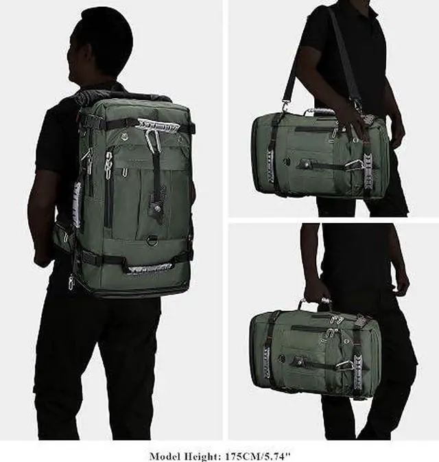 Alt view image 2 of 7 - Travel Backpack for Men Duffle Luggage Bag with USB Charging Port | Carry on Fits 17 Inch Laptop Airline Approved, Shoe Compartment, For Weekend Getaway, Overnight Trip, B681 Army Green