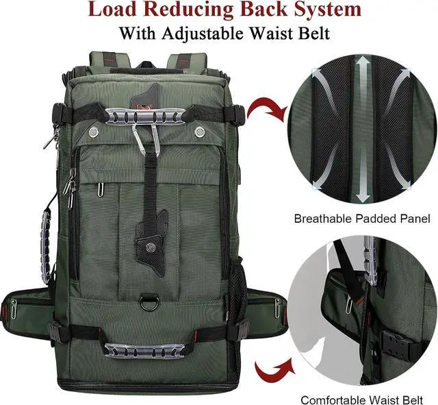 Alt view image 3 of 7 - Travel Backpack for Men Duffle Luggage Bag with USB Charging Port | Carry on Fits 17 Inch Laptop Airline Approved, Shoe Compartment, For Weekend Getaway, Overnight Trip, B681 Army Green