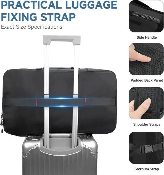 Alt view image 6 of 7 - Carry-on Travel Backpack for Men, Airline Approved Convertible Duffle Backpack with Shoe Compartment & USB Charging Port, Water Resistant 17.3 Inch Laptop Backpack for Travel Gym Camping