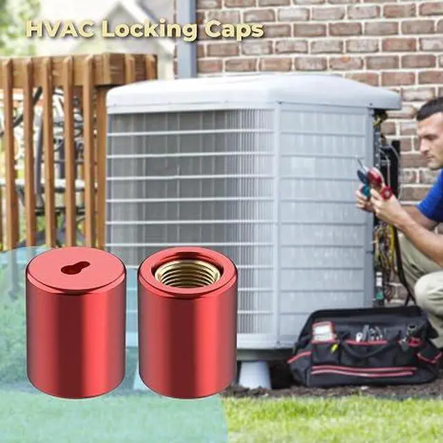 Alt view image 7 of 7 - 1/4" HVAC Locking Cap for R22, Tamper-Resistant Valve Seal | Refrigerant Locking Caps, Fits R22 Valve Ports, 2-Pack