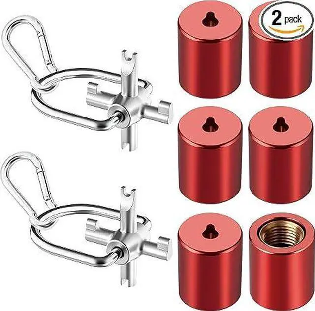 Main image of 4-in-1 HVAC Locking Cap Key & 6 Pcs 1/4" Cap, Compatible with R410A and R22 | 2 Pack Refrigerant key for locking caps,Multi-Function, for Installation & Repair,Tamper-Resistant,Red Refrigerant Cap