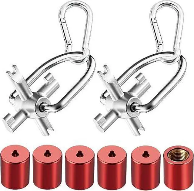 Alt view image 7 of 7 - 4-in-1 HVAC Locking Cap Key & 6 Pcs 1/4" Cap, Compatible with R410A and R22 | 2 Pack Refrigerant key for locking caps,Multi-Function, for Installation & Repair,Tamper-Resistant,Red Refrigerant Cap