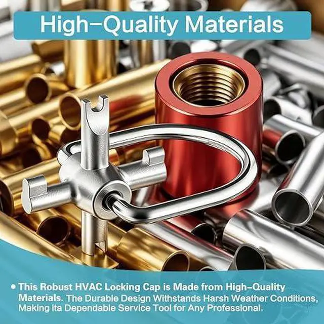 Alt view image 3 of 7 - 4-in-1 HVAC Locking Cap Key & 6 Pcs 1/4" Cap, Compatible with R410A and R22 | 2 Pack Refrigerant key for locking caps,Multi-Function, for Installation & Repair,Tamper-Resistant,Red Refrigerant Cap