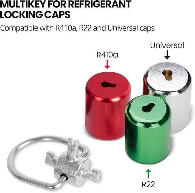 Alt view image 2 of 5 - HVAC Tools - Locking Cap Key for Refrigerant Safety Caps (3 Bits) | Valve Core Removal Tool, Compatible with 410a and R22 Refrigerant Locking Caps, Tamper Resistant, Multitool