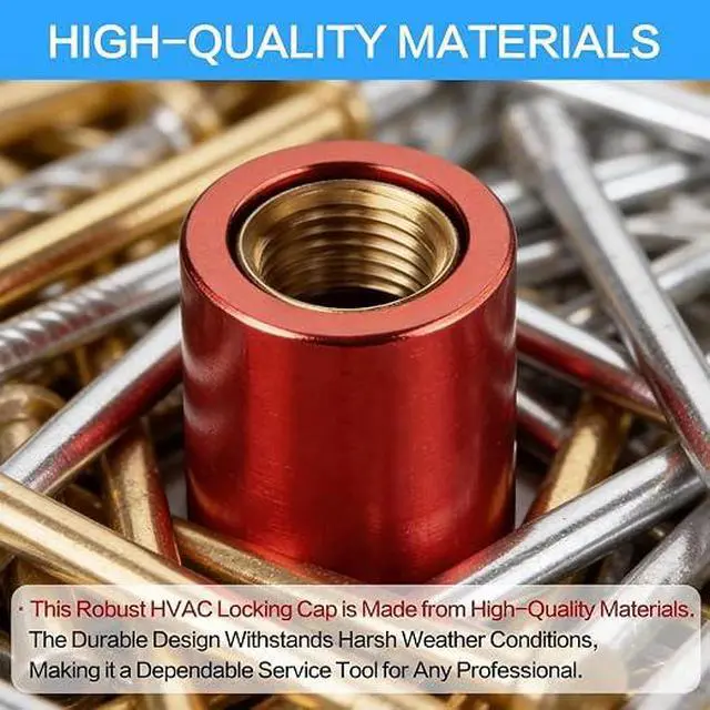 Alt view image 2 of 7 - Refrigerant Locking Caps 20PK, 1/4 Inch Tamper Resistant AC Valve Port Cap | for HVAC Systems, Locking End Cap for R22 Refrigerant, Universal Fit for Most Air Conditioner Brands