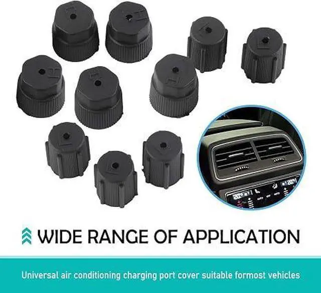 Alt view image 3 of 7 - 10PCS Air Conditioning Service AC System Charging Port Covers, 0.51"/13mm Low Pressure Cap 0.62"/16mm High Pressure Cap, A/C System Port Sealing Kit, Universal for Most Cars (Black)