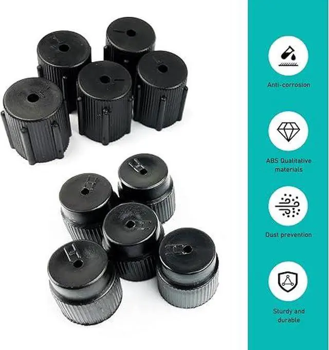 Alt view image 6 of 7 - 10PCS Air Conditioning Service AC System Charging Port Covers, 0.51"/13mm Low Pressure Cap 0.62"/16mm High Pressure Cap, A/C System Port Sealing Kit, Universal for Most Cars (Black)