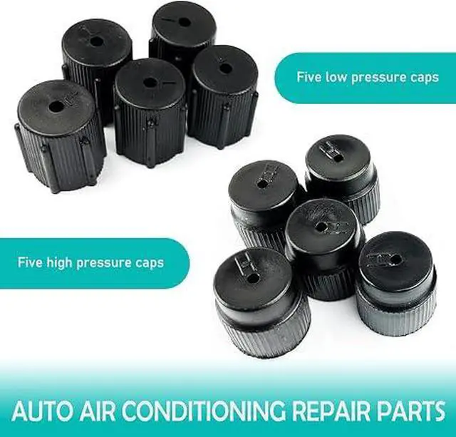 Alt view image 7 of 7 - 10PCS Air Conditioning Service AC System Charging Port Covers, 0.51"/13mm Low Pressure Cap 0.62"/16mm High Pressure Cap, A/C System Port Sealing Kit, Universal for Most Cars (Black)