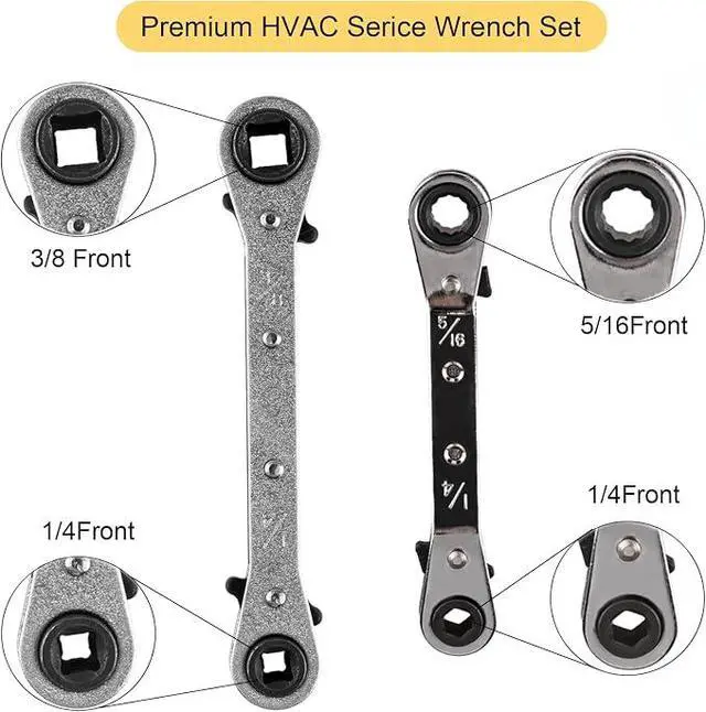 Alt view image 5 of 7 - Valve Core Remover Installer Tool and HVAC Service Wrench Set with Hex Bit Adapters, Dual Size SAE 1/4 to 5/16 Port, 5/16'', 3/8'' Refrigeration Service Wrench, 10 Valve Core