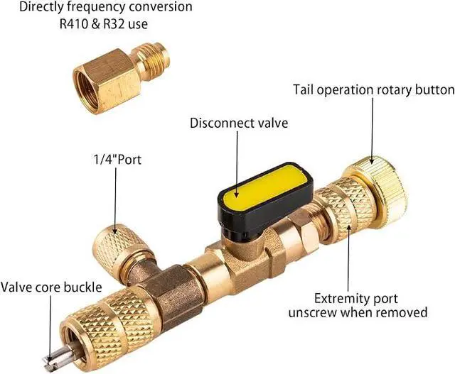 Alt view image 6 of 7 - Valve Core Remover Installer Tool and HVAC Service Wrench Set with Hex Bit Adapters, Dual Size SAE 1/4 to 5/16 Port, 5/16'', 3/8'' Refrigeration Service Wrench, 10 Valve Core