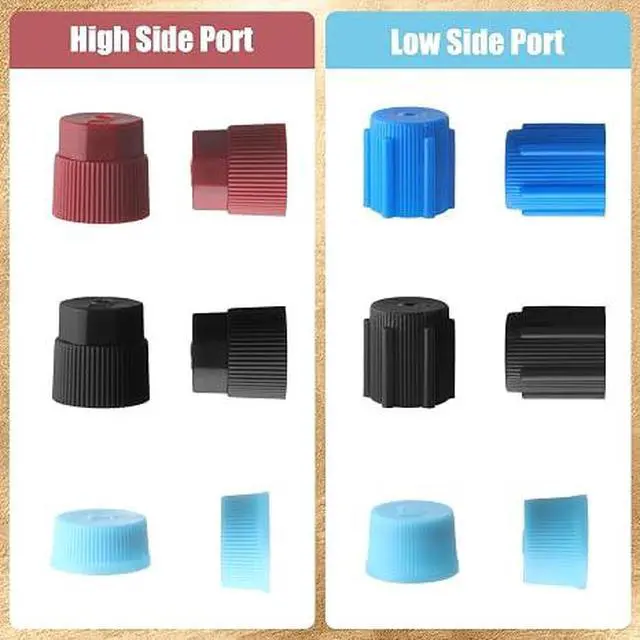 Alt view image 3 of 6 - 48 Pcs R134a/R12 Valve Caps 13mm 16mm 17mm 17.5mm Charging Port Caps Air Conditioning Service System Charging Port Headgears