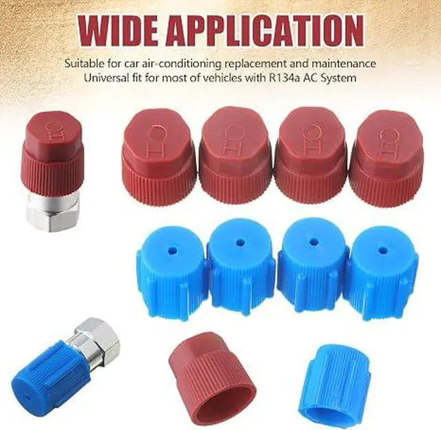 Alt view image 2 of 6 - 48 Pcs R134a/R12 Valve Caps 13mm 16mm 17mm 17.5mm Charging Port Caps Air Conditioning Service System Charging Port Headgears