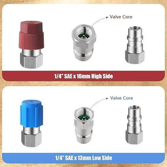 Alt view image 5 of 6 - 48 Pcs R134a/R12 Valve Caps 13mm 16mm 17mm 17.5mm Charging Port Caps Air Conditioning Service System Charging Port Headgears