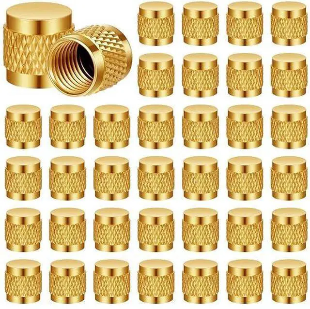 Main image of 50 Pcs 1/4 Flare Brass Valve Cap HVAC Tool Bulk | Round Compression Cap W/ Neoprene Pipe O Ring Seal Refrigerant Locking Caps Plumbing Factories Supply