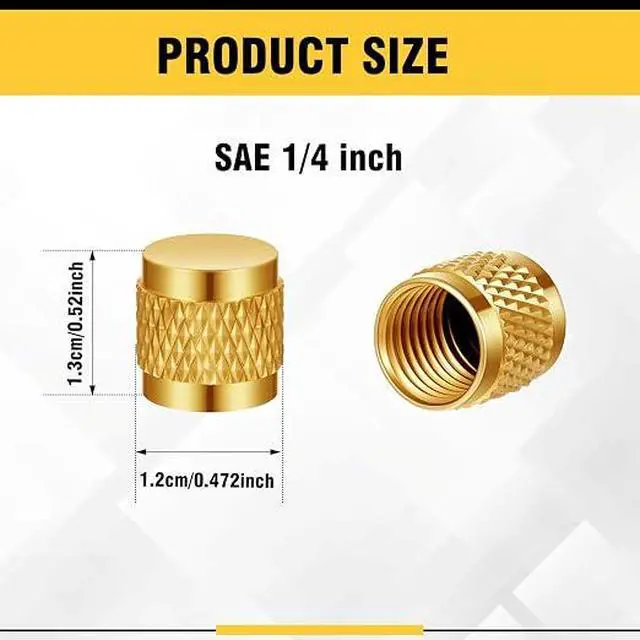 Alt view image 2 of 6 - 50 Pcs 1/4 Flare Brass Valve Cap HVAC Tool Bulk | Round Compression Cap W/ Neoprene Pipe O Ring Seal Refrigerant Locking Caps Plumbing Factories Supply