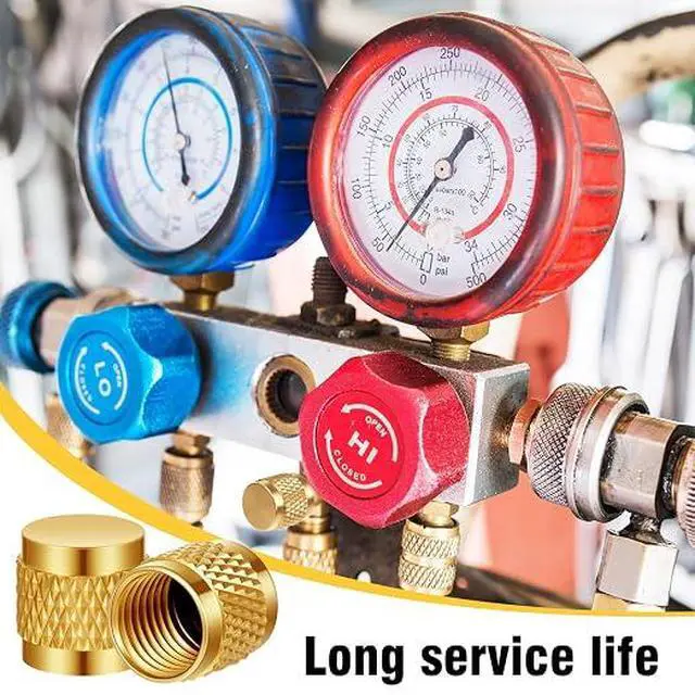 Alt view image 5 of 6 - 50 Pcs 1/4 Flare Brass Valve Cap HVAC Tool Bulk | Round Compression Cap W/ Neoprene Pipe O Ring Seal Refrigerant Locking Caps Plumbing Factories Supply