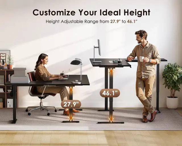Alt view image 3 of 7 - 71 Inch Reversible L Shaped Electric Standing Desk, Large Corner Height Adjustable Stand Up Desk, 3 Memory Presets, Sit Stand Table, Reinforced Frame for Home Office Workstation Black