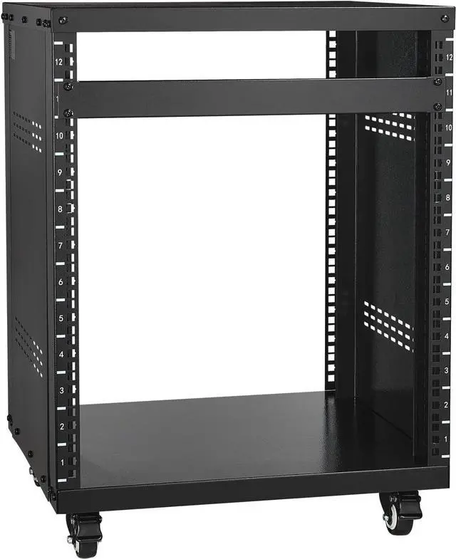 Main image of 12U AV Rack Stand with Caster Wheels, Component Rack Cabinet Recording Studio Racks, Removable Side Panels, Universal Network Server Case, Special Vents for 19'' Audio Video Rack Mounting
