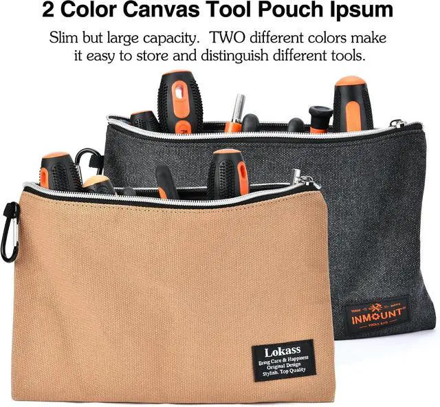 Alt view image 7 of 7 - Tool Bag Backpack with 2 Canvas Tool Pouch Tool Kit, 75 Pockets & Loops Heavy Duty Tools Organizer/HVAC Tool Carrier for Eelectrician/Construction Work with Molded Base and Combination Lock, Brown
