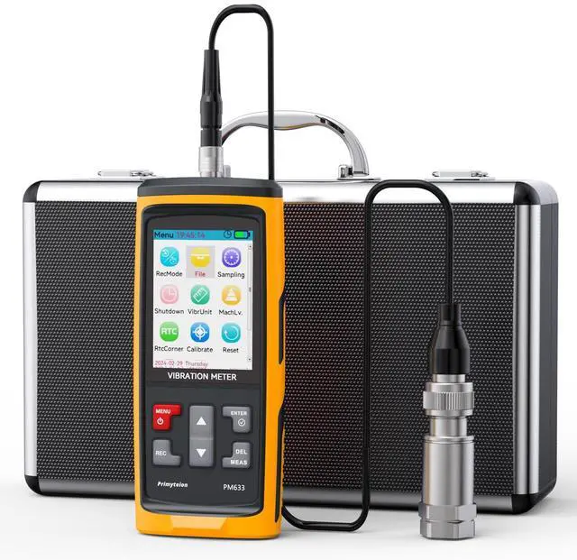 Main image of Digital Vibration Meter, Measurement Analysis Mechanical Equipment Vibration Frequency, Acceleration, Velocity, Displacement, Temperature for Motors, HVAC, Engines, Generator, Pumps