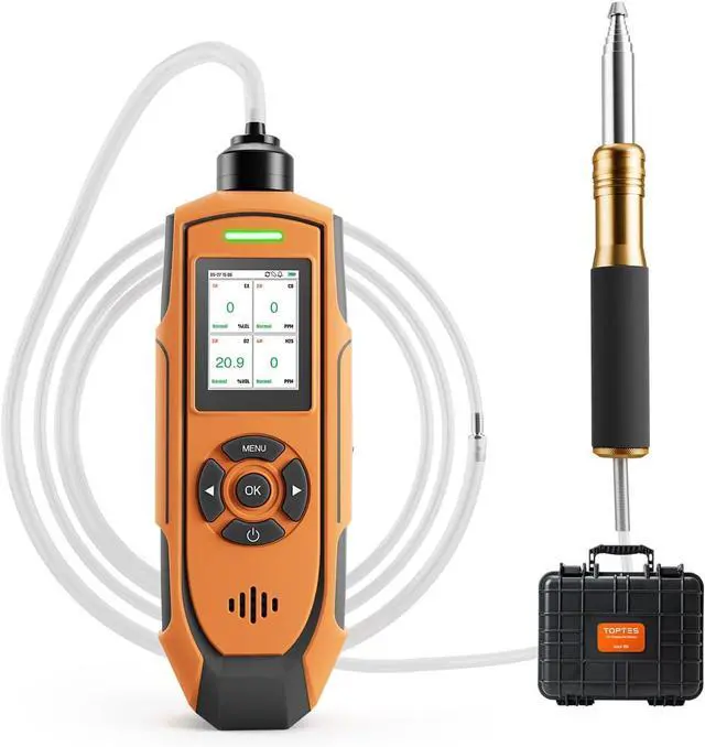 Main image of 4 Gas Monitor, Pump Gas Monitor for O, LEL, CO and HS, 51" Extension Probe Included, 5-Year O Sensor Lifespan, USB Data Export, 23h Runtime, for Confined Space and Industrial Use