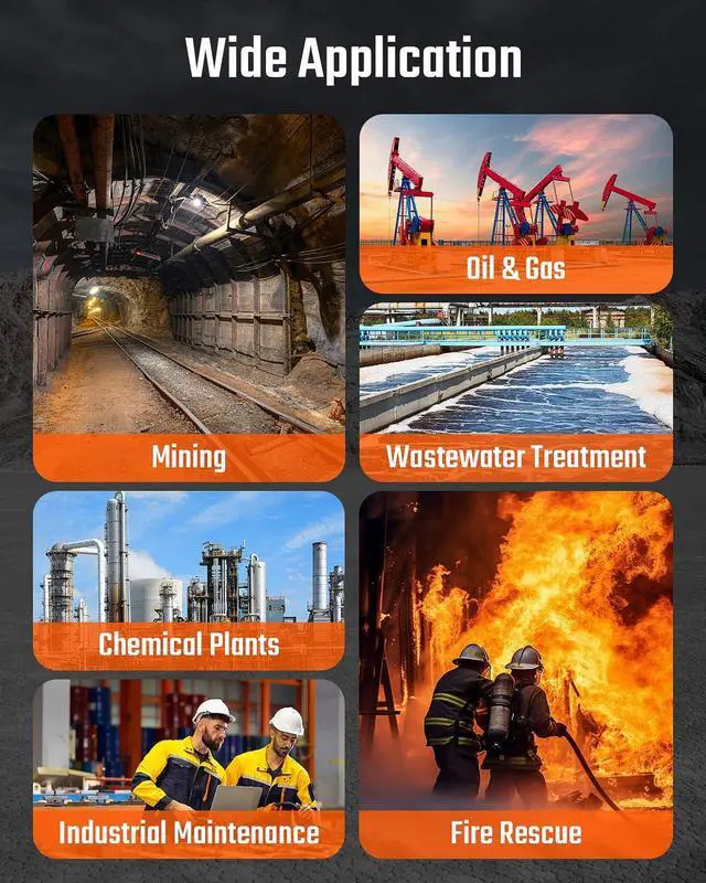 Alt view image 3 of 6 - 4 Gas Monitor, Pump Gas Monitor for O, LEL, CO and HS, 51" Extension Probe Included, 5-Year O Sensor Lifespan, USB Data Export, 23h Runtime, for Confined Space and Industrial Use