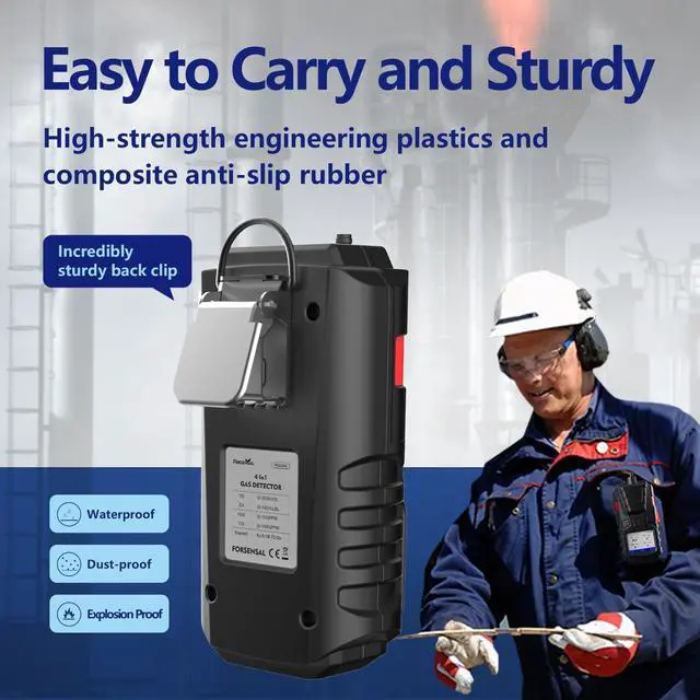 Alt view image 6 of 7 - Gas Detector with Pump, 4 Gas Monitor Multi Gas Detector CO EX O2 H2S Meter, 3000mAh Rechargeable 4 Gas Monitor with Calibration Kit, Portable LCD Display with Clip Sewer Gas Detector 4 Gas Meter