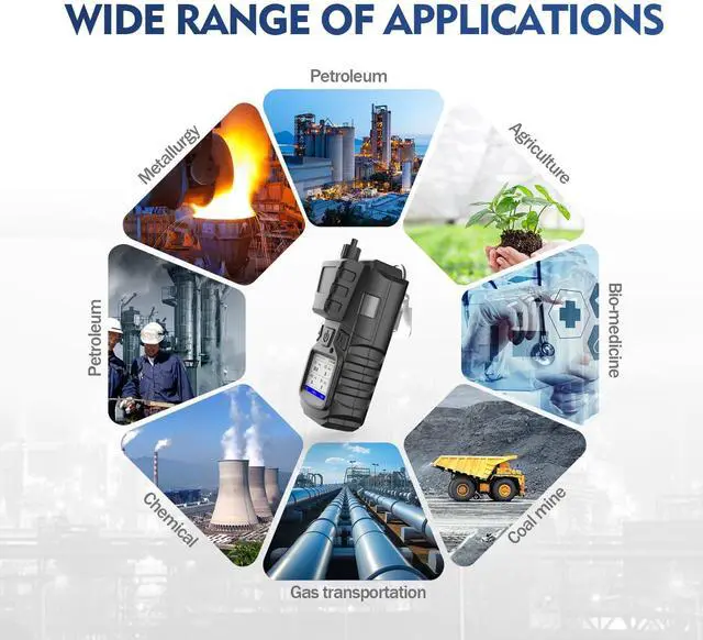Alt view image 7 of 7 - Gas Detector with Pump, 4 Gas Monitor Multi Gas Detector CO EX O2 H2S Meter, 3000mAh Rechargeable 4 Gas Monitor with Calibration Kit, Portable LCD Display with Clip Sewer Gas Detector 4 Gas Meter
