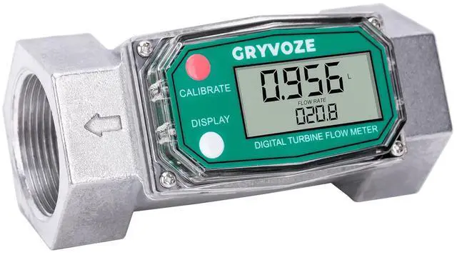 Main image of 1.5" NPT Water Flow Meter, Farm & Irrigation, Pool, Diesel, Liquids Digital Turbine Counter, ±1% Accuracy, 10.5-74 GPM, Rotatable Display, Anti-EMI, Sleep Mode