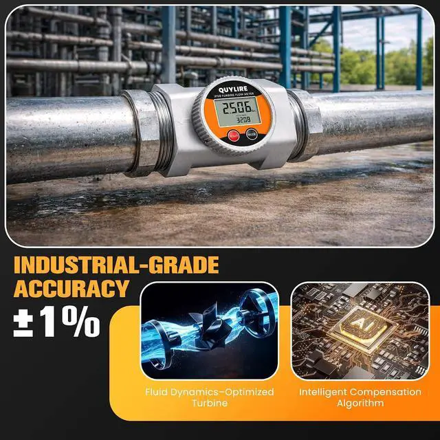 Alt view image 4 of 7 - Waterproof 3 Inch Camlock Flow Meter for Water, Fuel & Liquids, Type B & Type F Camlock, ±1% Accuracy, 360° Rotatable Screen, Supports Gallon, Liter, GPM, LPM, m³, QTS, PTS