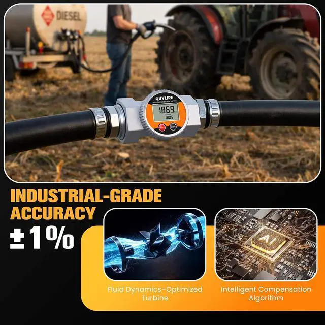 Alt view image 3 of 7 - Waterproof 1.5 Inch Flow Meter for Hot/Cold Water, Fuel & Liquids ±1% Accuracy, 360° Rotatable Screen, 10-75 GPM, NPT Female Thread, Supports Gallon, Liter, GPM, LPM, m³, QTS, PTS