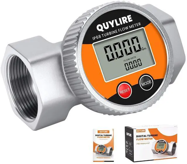 Main image of Waterproof 1.5 Inch Flow Meter for Hot/Cold Water, Fuel & Liquids ±1% Accuracy, 360° Rotatable Screen, 10-75 GPM, NPT Female Thread, Supports Gallon, Liter, GPM, LPM, m³, QTS, PTS