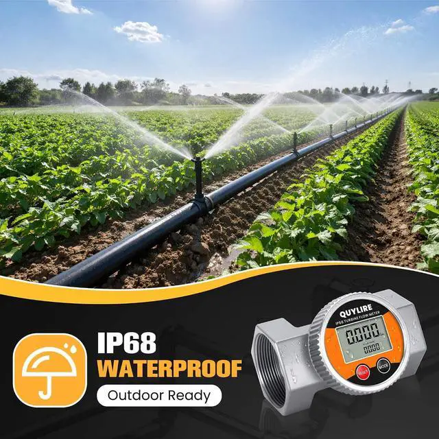 Alt view image 5 of 7 - Waterproof 1.5 Inch Flow Meter for Hot/Cold Water, Fuel & Liquids ±1% Accuracy, 360° Rotatable Screen, 10-75 GPM, NPT Female Thread, Supports Gallon, Liter, GPM, LPM, m³, QTS, PTS