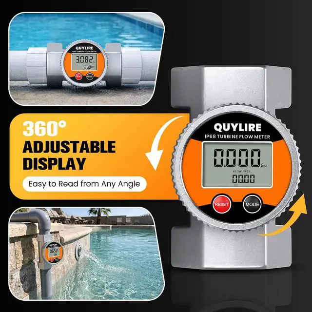 Alt view image 7 of 7 - Waterproof 1.5 Inch Flow Meter for Hot/Cold Water, Fuel & Liquids ±1% Accuracy, 360° Rotatable Screen, 10-75 GPM, NPT Female Thread, Supports Gallon, Liter, GPM, LPM, m³, QTS, PTS