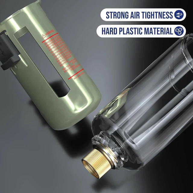 Alt view image 2 of 7 - NPT 3/8" Air Compressor Water Separator Filter Pressure Regulator AC3010-03,Pneumatic Compressed With Gauger Accessories,Semi-auto Drain Kit