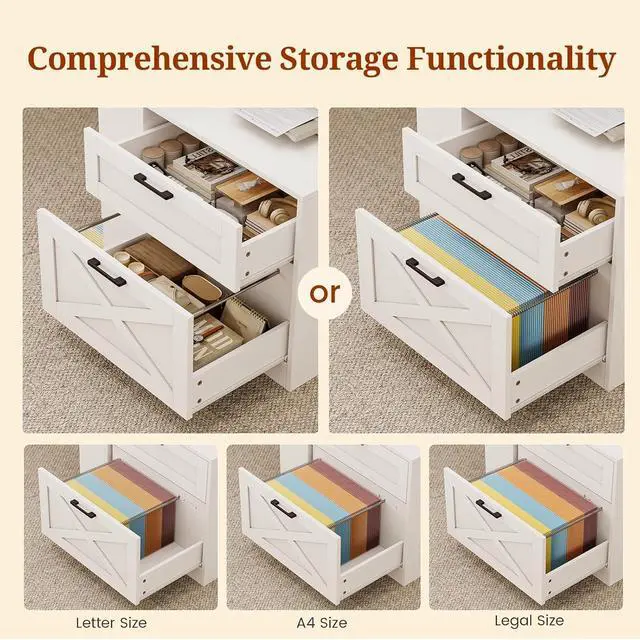 Alt view image 4 of 7 - 71" Farmhouse L Shaped Standing Desk, Electric Height Adjustable Corner Desk with Storage Cabinet & File Drawers, Wood Stand up Computer Desks with Power Outlets for Home Office