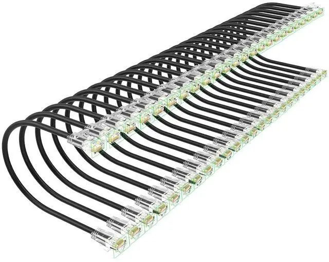 Main image of Cat 6 Patch Cables 0.5 feet (24Pack), Slim Cat6a Ethernet Patch Cable 10Gbps 550Mhz, UTP Pure Copper Patch Cables Cat6, Flexible Thin Cat6a Patch Cable for Network Devices Setup, Black