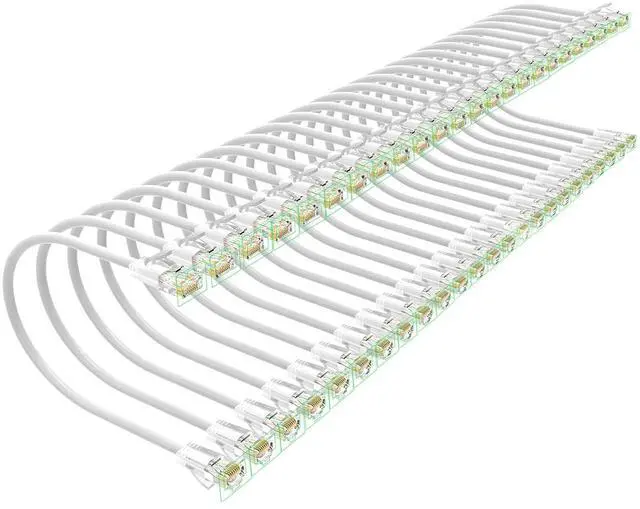 Main image of Cat 6 Patch Cables 0.5 feet (24Pack), Slim Cat6a Ethernet Patch Cable 10Gbps 550Mhz, UTP Pure Copper Patch Cables Cat6, Flexible Thin Cat6a Patch Cable for Network Devices Setup, White